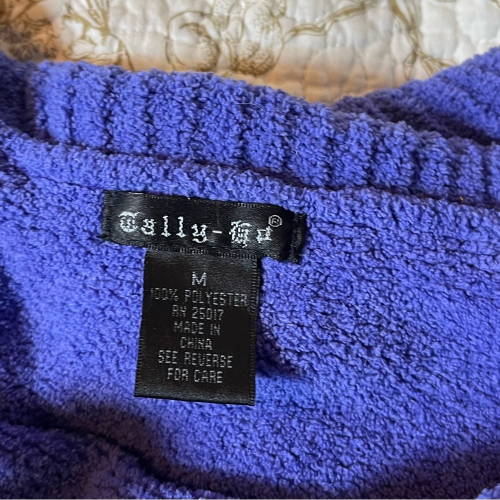 VTG Tally Ho M Blue Purple Soft Knit Cowl Neck Spring Fall Winter Sweater City - Picture 5 of 6
